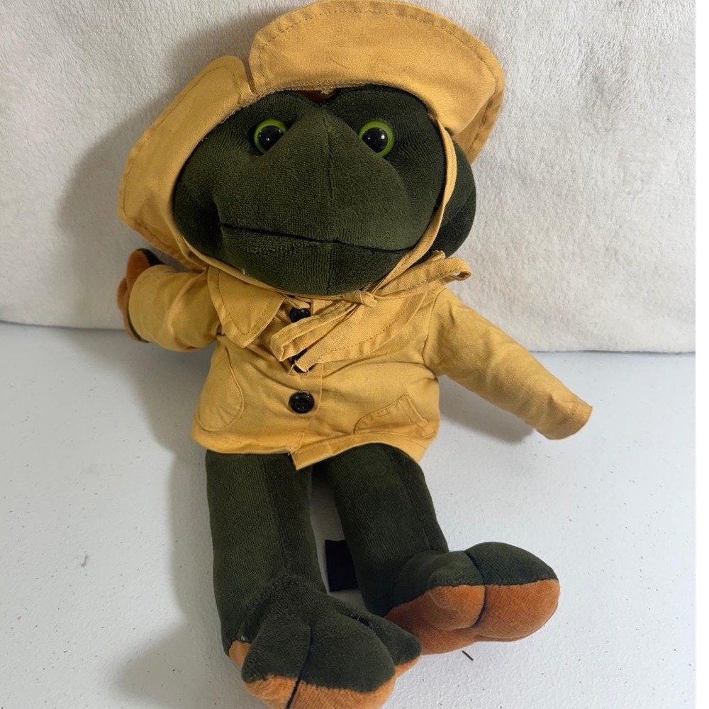 VTG‎ 90s Boyd's Bear Bearwear Frog Plush Raincoat Yellow Green Stuffed Animal